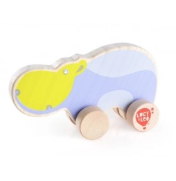 Wooden Hippopotamus on Wheels for Kids 3+