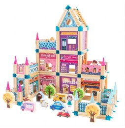 Wooden Princess House for Kids 3+ with Blocks