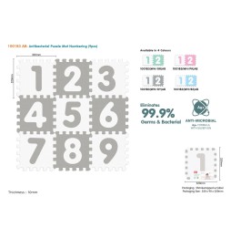 Gray and White Puzzle Mat with Numbers for Kids 10m+