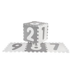 Gray and White Puzzle Mat with Numbers for Kids 10m+