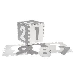 Gray and White Puzzle Mat with Numbers for Kids 10m+