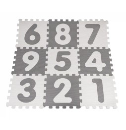 Gray and White Puzzle Mat with Numbers for Kids 10m+