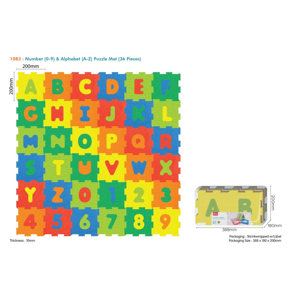 Puzzle Mat with Numbers and Letters for Kids 10m+