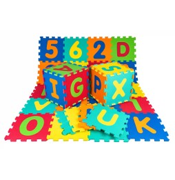 Educational Puzzle Mat for Kids 10m+ with Letters and Numbers