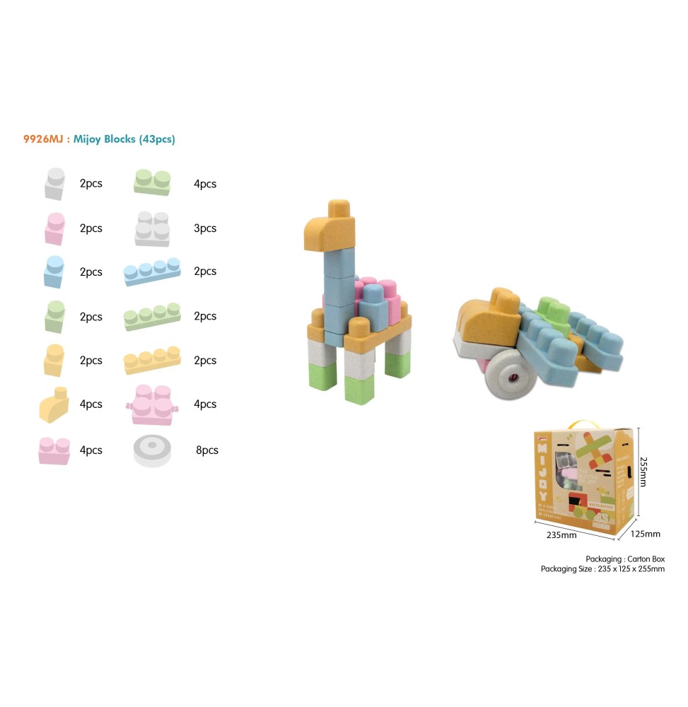 Bio Blocks for Kids 18m+ 43pcs Pastel Colors