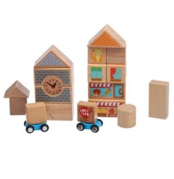 Colorful Wooden Blocks City - 25 Pieces