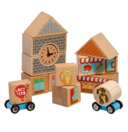 Colorful Wooden Blocks – City – 15 Pieces