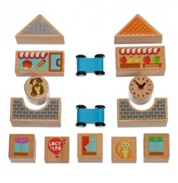 Colorful Wooden Blocks – City – 15 Pieces