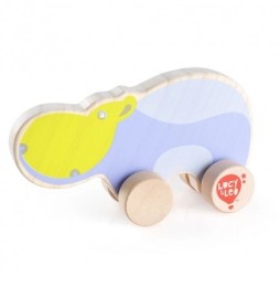 Wooden Hippopotamus on Wheels for Kids 3+