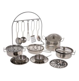 Metal Pot Set for Kids 3+ with Accessories