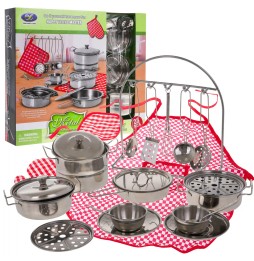 Metal Pot Set for Kids 3+ with Accessories