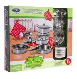 Metal Pot Set for Kids 3+ with Accessories