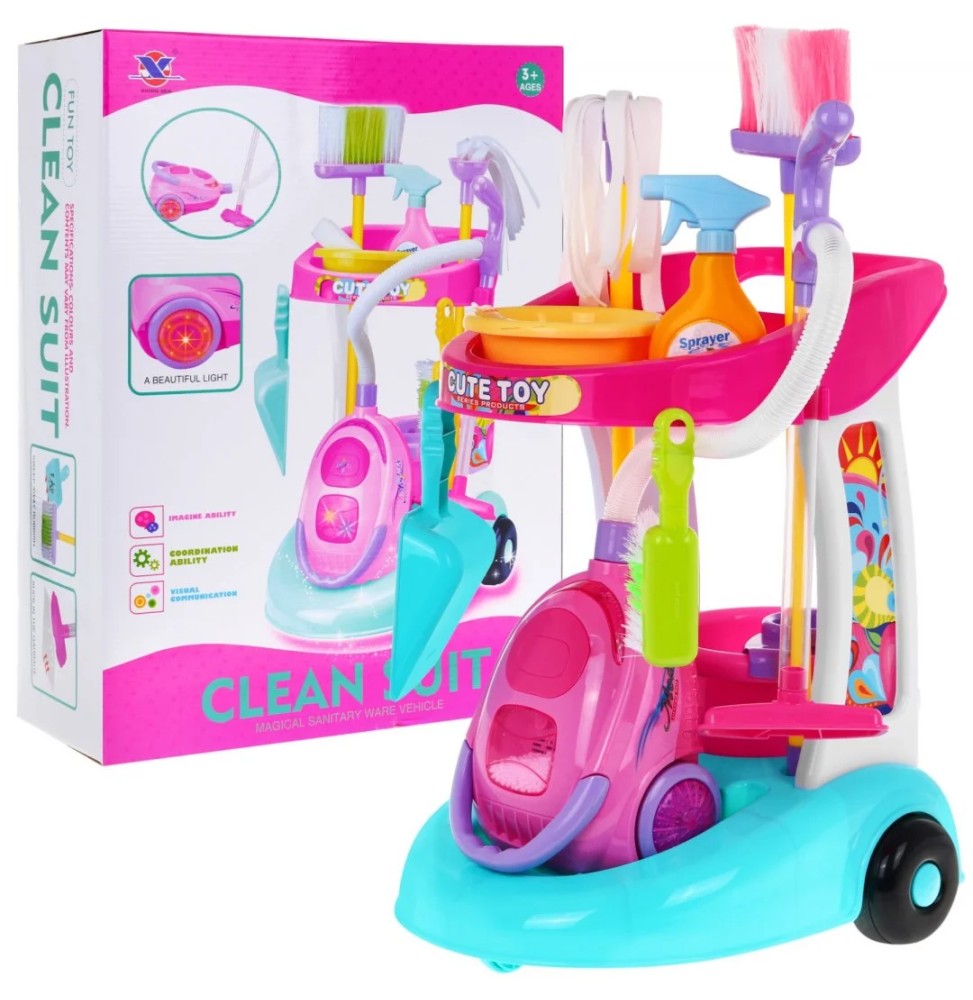 Kids Cleaning Set with Vacuum and Cart