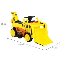 Excavator electric pentru copii galben cu lopată