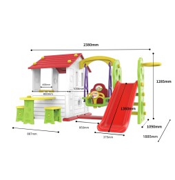 5-in-1 Garden House for Kids with Red Roof