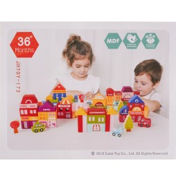 Wooden City Blocks for Kids 3+ with Sorter