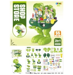 Rolling Dinosaur + Grocery Store 2-in-1 for Kids 3+