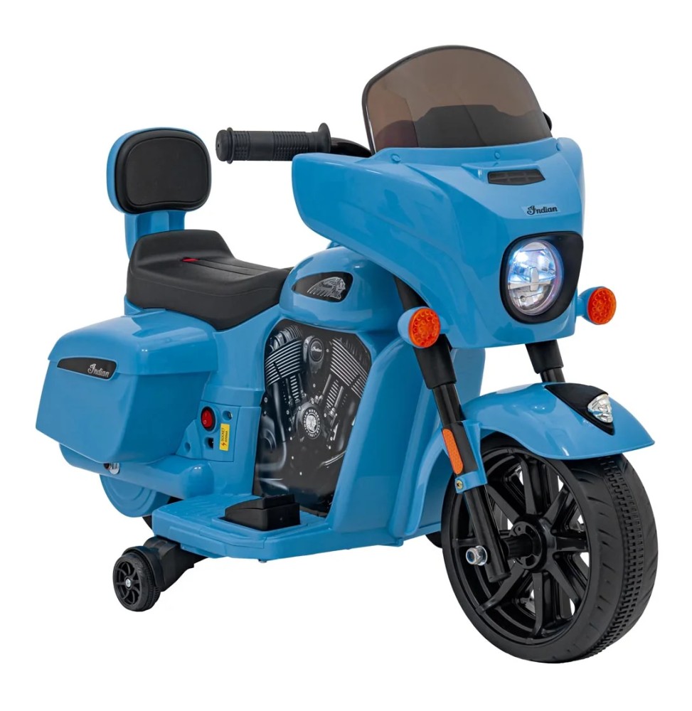 Vehicul chopper indian albastru cu motor de 35W