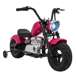 Pink Chopper Motorcycle for Kids with Audio Panel