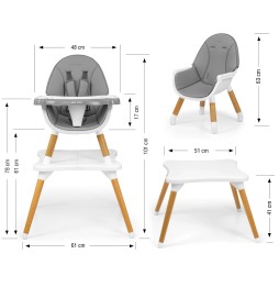 2in1 High Chair Malmo Grey