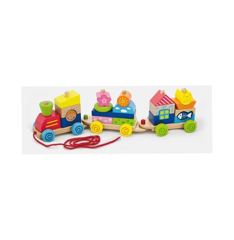 Viga Colorful Pull-Along Train for Kids