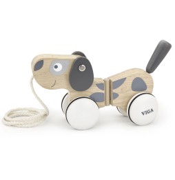 Viga 51614 Pull-Along Gray White Dog Toy