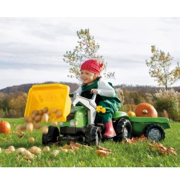 Rolly Kid X Tractor with Loader and Trailer Green