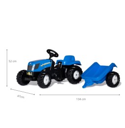 Tractor Rolly Kid New Holland cu remorcă