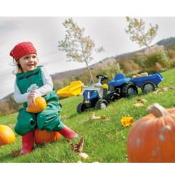 Tractor Rolly Kid New Holland cu cupă și remorcă