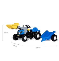 Traktor Rolly Kid New Holland z łyżką i przyczepą