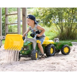 Rolly Kid John Deere Tractor with Bucket and Trailer