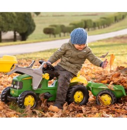 Rolly Kid John Deere Tractor with Bucket and Trailer