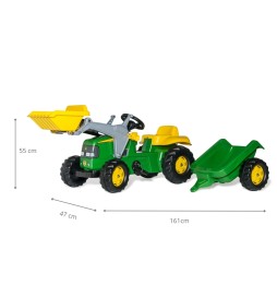 Rolly Kid John Deere Tractor with Bucket and Trailer