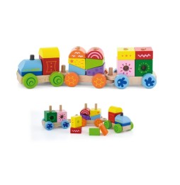 Viga Wooden Train with Blocks