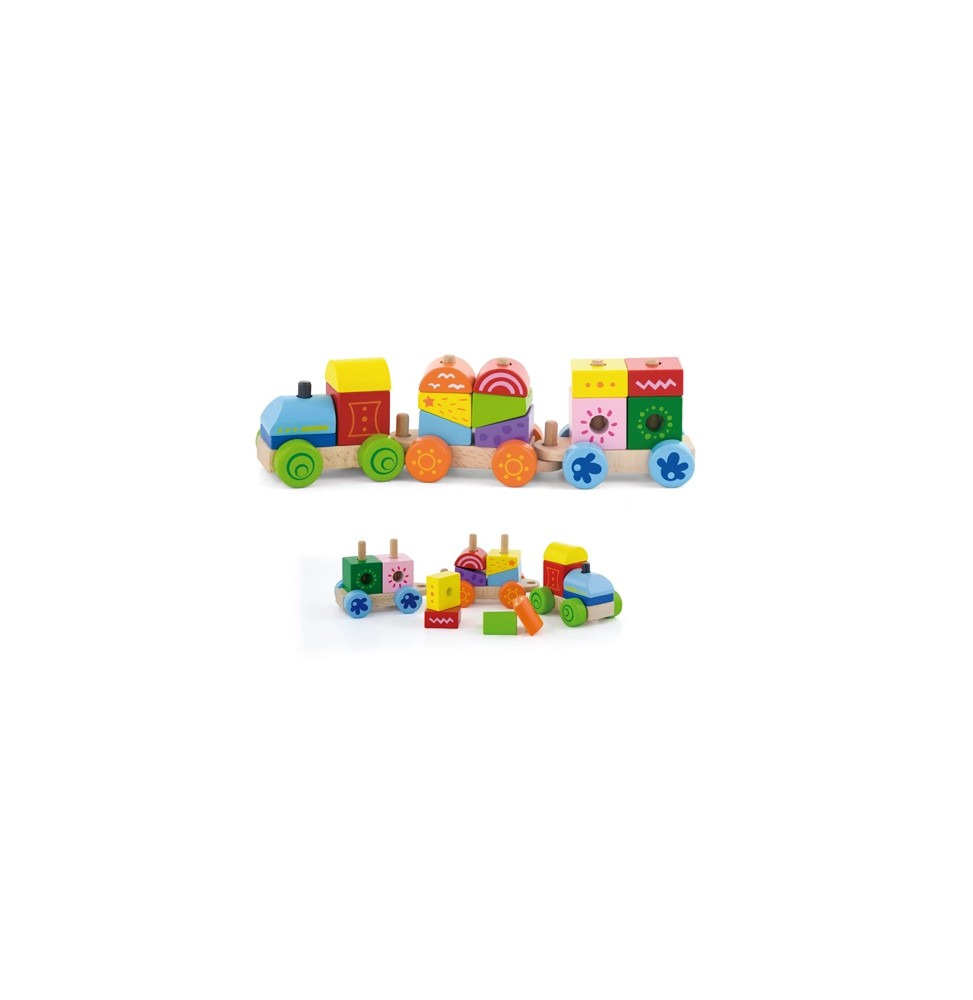 Viga Wooden Train with Blocks