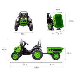 Milly Mally Tractor with Farmer Trailer Green