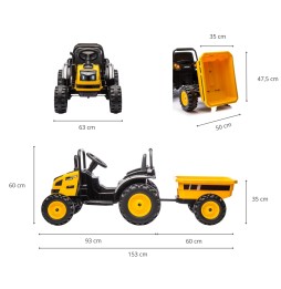 Traktor na akumulator z przyczepą Farmer Yellow