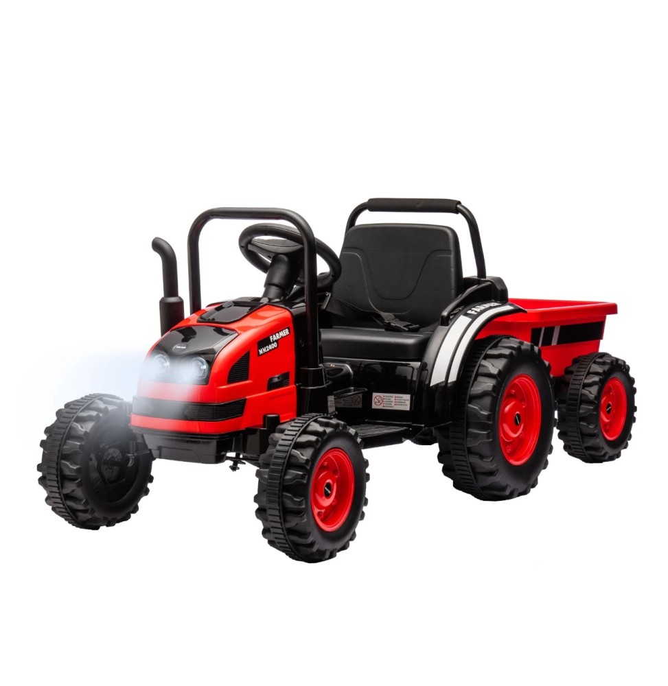 Battery-Powered Tractor with Trailer Farmer Red