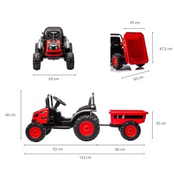 Tractor cu acumulator și remorcă Fermier Roșu