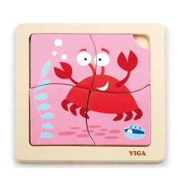 Viga Puzzle pe suport - crab pentru copii