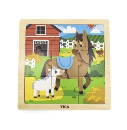 Viga 44624 Puzzle na podkładce 9 elementów - koń