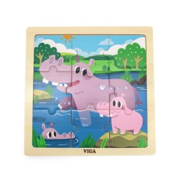 Puzzle hipopotam Viga 9 piese