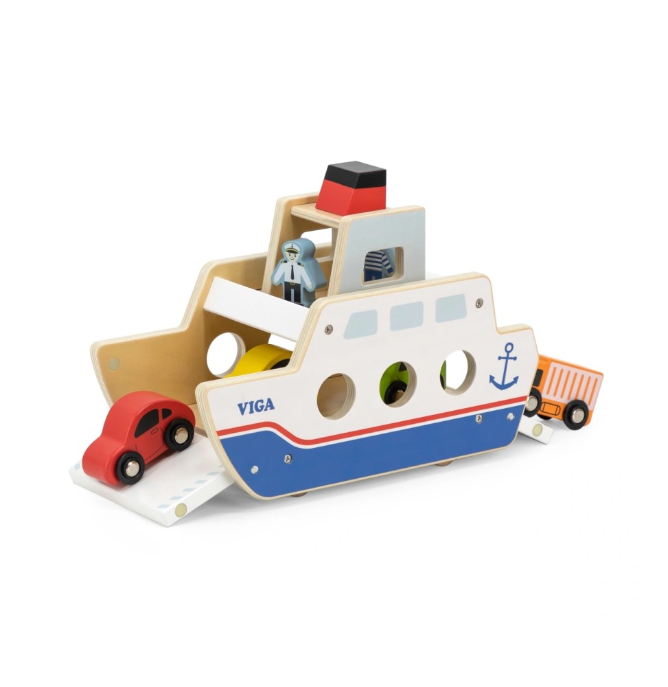 Viga Wooden Car Ferry for Kids