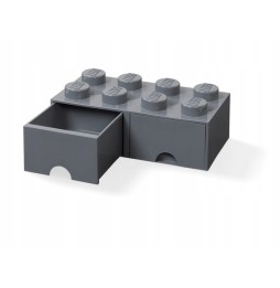 LEGO Storage Box Block 8 Dark Gray with Drawers