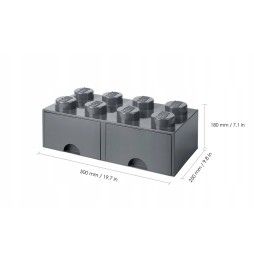 LEGO Storage Box Block 8 Dark Gray with Drawers