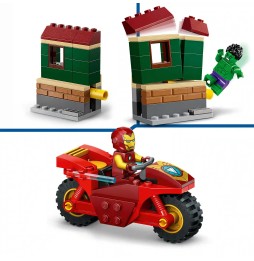 LEGO Marvel 76287 Iron Man cu motocicleta și Hulk