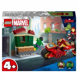 LEGO Marvel 76287 Iron Man cu motocicleta și Hulk