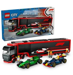 LEGO City 60445 Camion F1 cu vehicule și cană