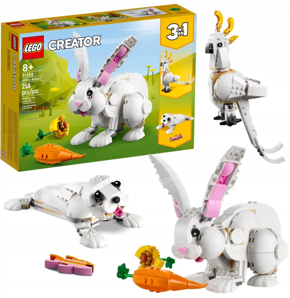 LEGO Creator set 3in1 iepure alb, focă și papagal