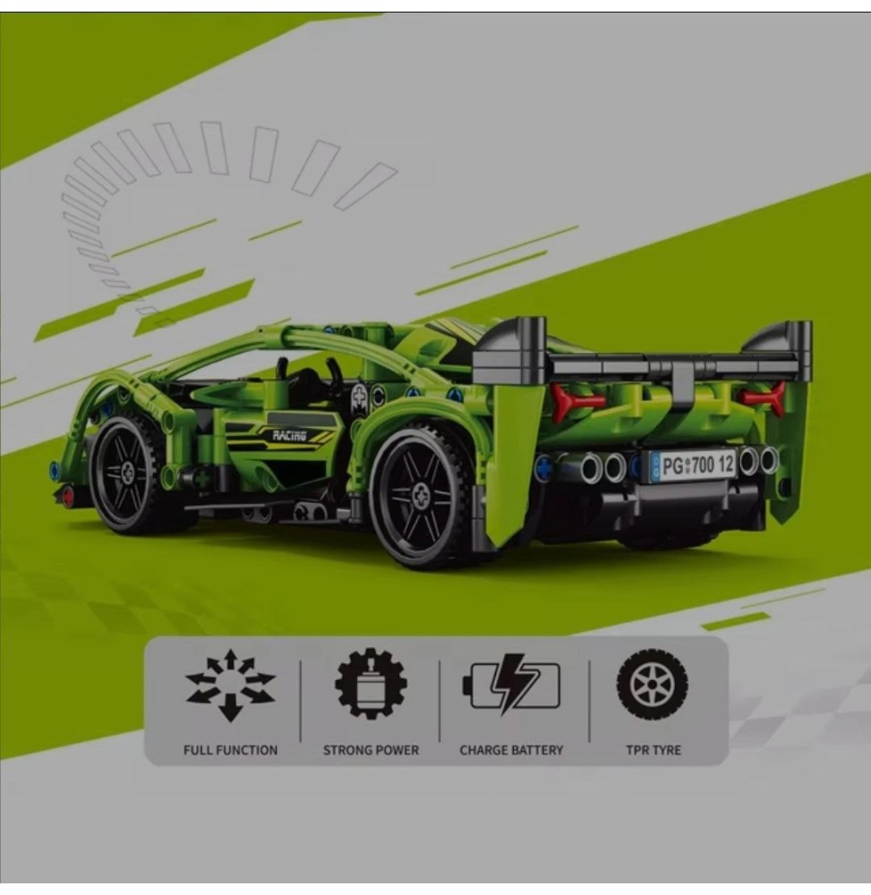 Green Supercar Construction Blocks 428 Pieces